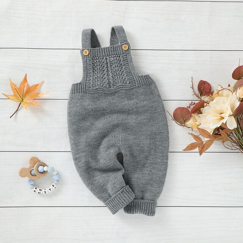 2020 0-24M Infant Baby Girl Boy Jumpsuit Knited Tops Sleevless Solid Backless Romper Winter Autumn Overalls One Piece