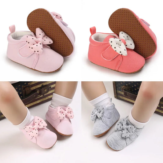 Cute Bow Baby Boy Girls Winter Warm First Walkers Cotton Baby Booties Kids Toddler Slippers Baby First Walkers Crib Shoes