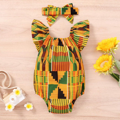 African Baby Clothes Girl Dashiki Ankara Outfit Set